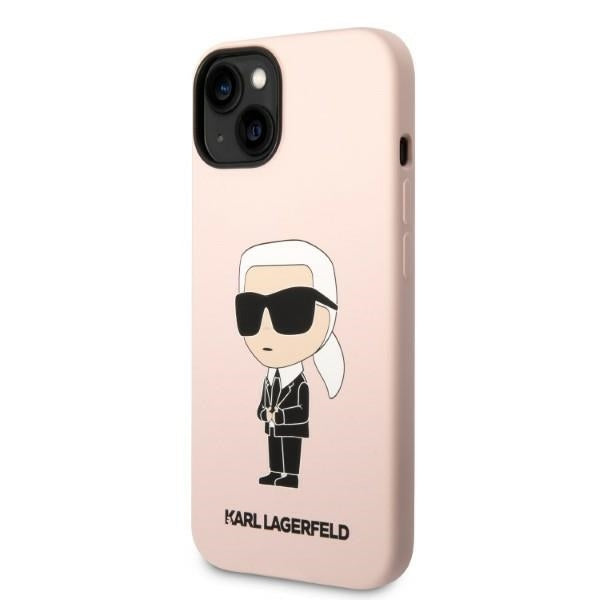 Karl Lagerfeld Handy Hülle Case Liquid Silikon Ikonik für iPhone 13 / 14 / 15 Rosa