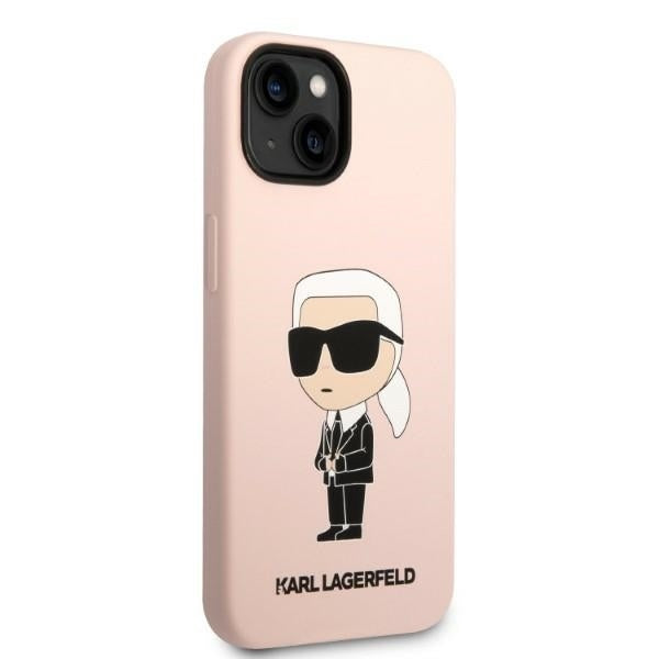 Karl Lagerfeld Handy Hülle Case Liquid Silikon Ikonik für iPhone 13 / 14 / 15 Rosa