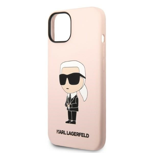 Karl Lagerfeld Handy Hülle Case Liquid Silikon Ikonik für iPhone 13 / 14 / 15 Rosa