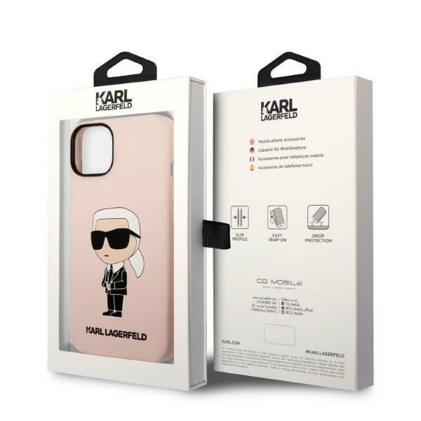 Karl Lagerfeld Handy Hülle Case Liquid Silikon Ikonik für iPhone 13 / 14 / 15 Rosa
