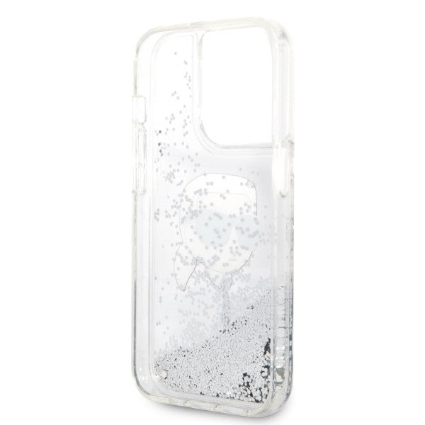 Karl Lagerfeld Handy Hülle Case Liquid Glitzer Karl für iPhone 14 Pro