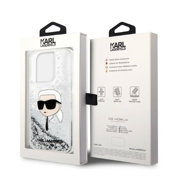 Karl Lagerfeld Handy Hülle Case Liquid Glitzer Karl für iPhone 14 Pro