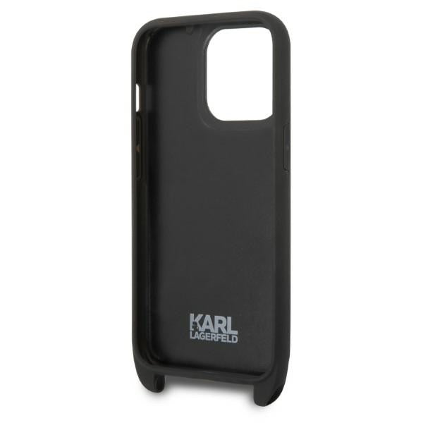Karl Lagerfeld Crossbody Handy Hülle Case Monogram Ikonik Karl Patch für iPhone 14 Pro Schwarz