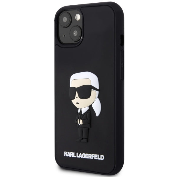 Karl Lagerfeld Handy Hülle Case 3D Rubber Ikonik für iPhone 13 / 14 / 15 Schwarz