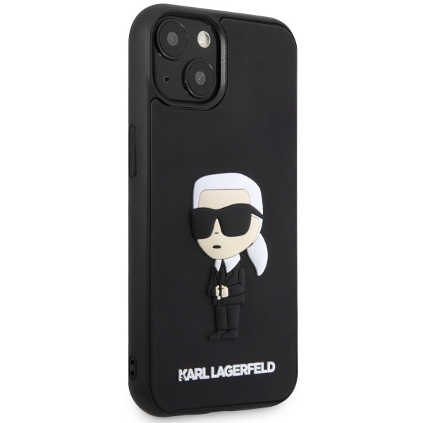 Karl Lagerfeld Handy Hülle Case 3D Rubber Ikonik für iPhone 13 / 14 / 15 Schwarz