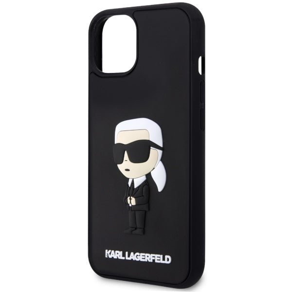 Karl Lagerfeld Handy Hülle Case 3D Rubber Ikonik für iPhone 13 / 14 / 15 Schwarz
