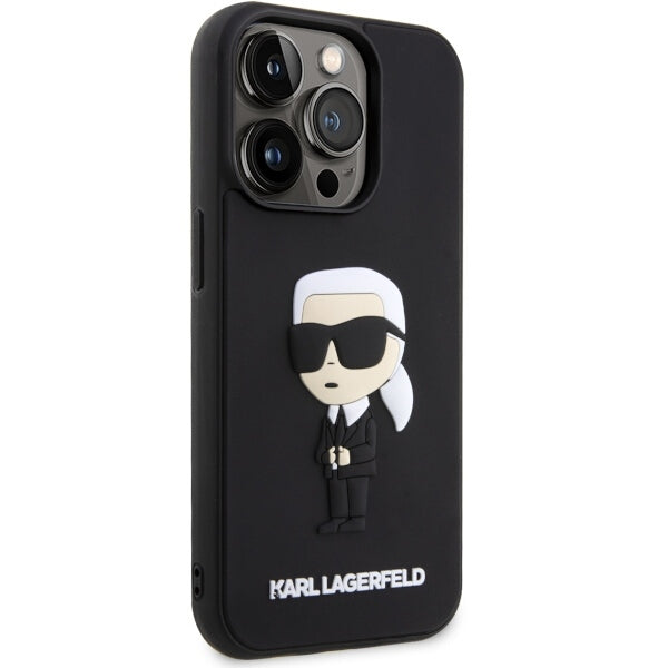 Karl Lagerfeld Handy Hülle Case 3D Rubber Ikonik für iPhone 14 Pro Max Schwarz