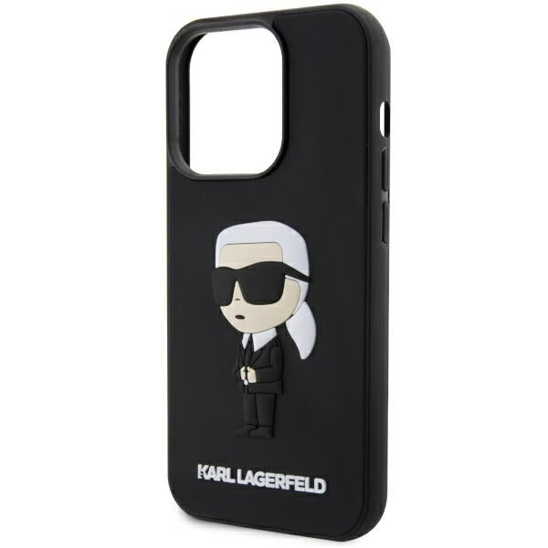 Karl Lagerfeld Handy Hülle Case 3D Rubber Ikonik für iPhone 14 Pro Max Schwarz
