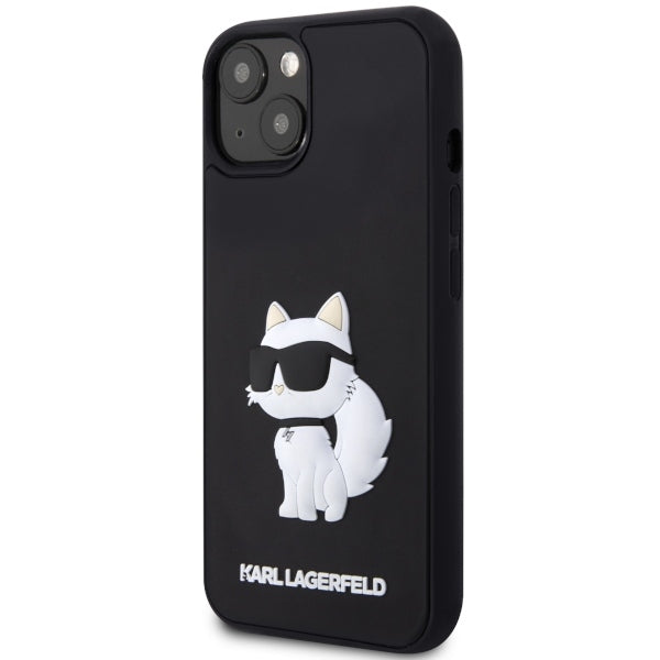 Karl Lagerfeld Handy Hülle Case 3D Rubber Choupette für iPhone 13 / 14 / 15 Schwarz