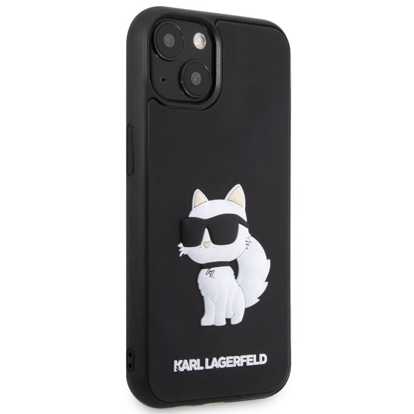 Karl Lagerfeld Handy Hülle Case 3D Rubber Choupette für iPhone 13 / 14 / 15 Schwarz