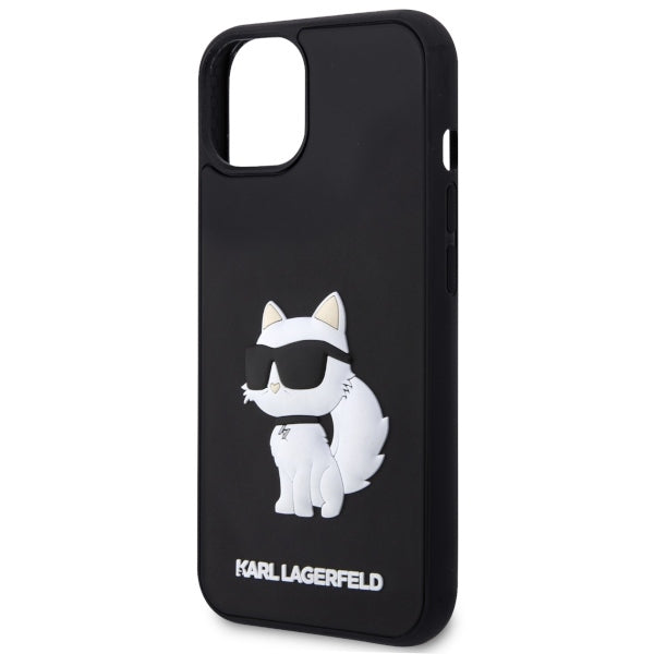 Karl Lagerfeld Handy Hülle Case 3D Rubber Choupette für iPhone 13 / 14 / 15 Schwarz