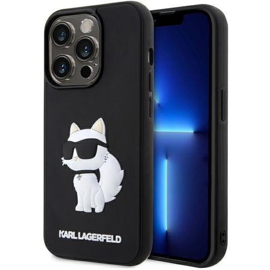 Karl Lagerfeld Handy Hülle Case 3D Rubber Choupette für iPhone 14 Pro Schwarz