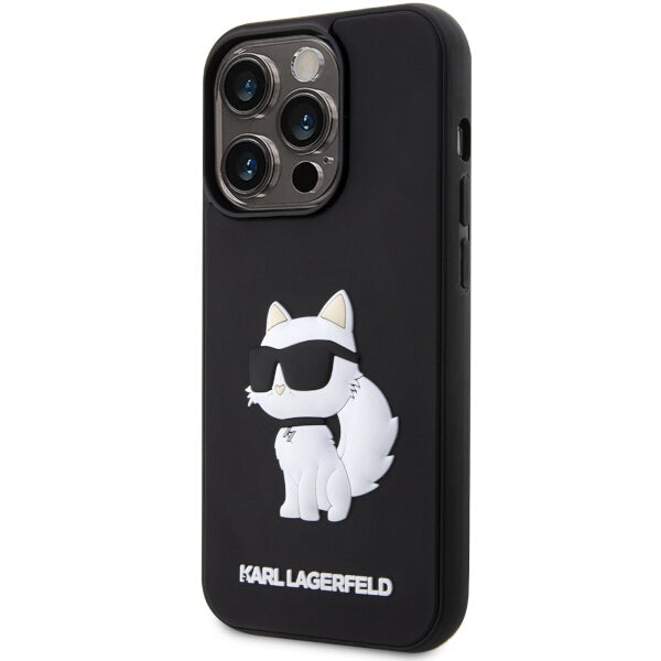Karl Lagerfeld Handy Hülle Case 3D Rubber Choupette für iPhone 14 Pro Max Schwarz