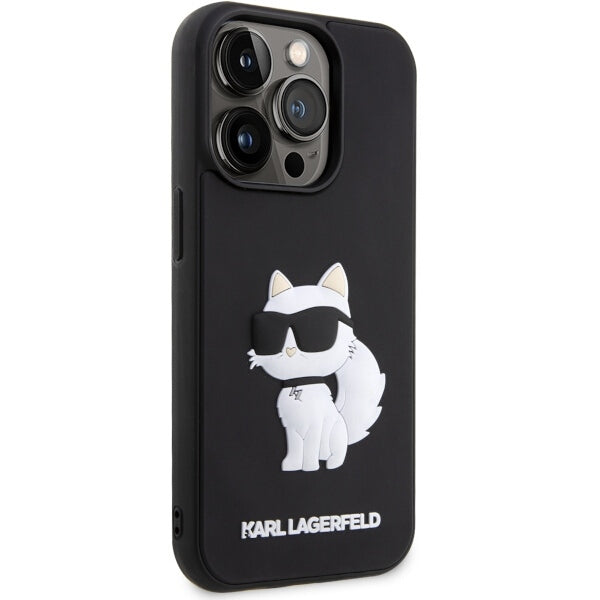 Karl Lagerfeld Handy Hülle Case 3D Rubber Choupette für iPhone 14 Pro Schwarz
