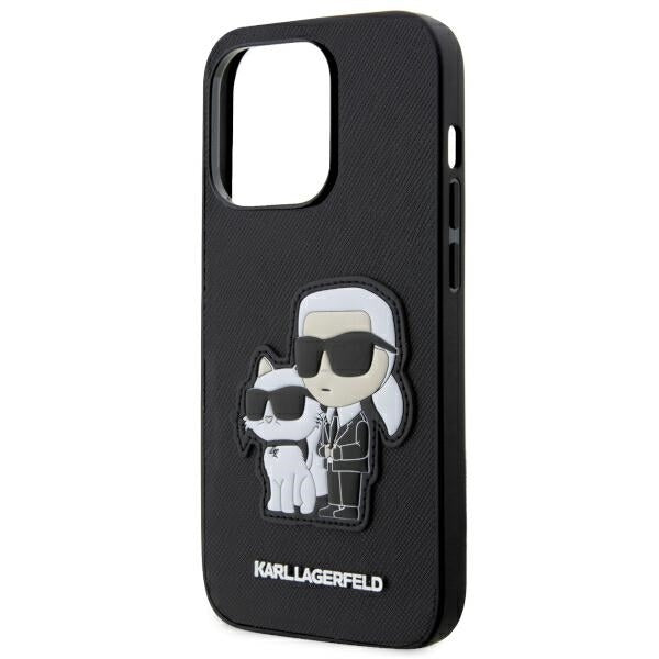 Karl Lagerfeld Handy Hülle Case Saffiano 3D Karl & Choupette für iPhone 14 Pro Max Schwarz