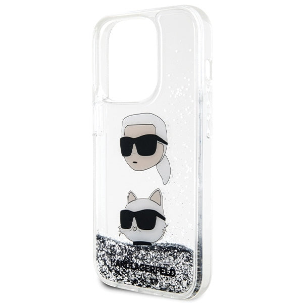 Karl Lagerfeld Handy Hülle Case Liquid Glitzer Karl & Choupette für iPhone 14 Pro Max
