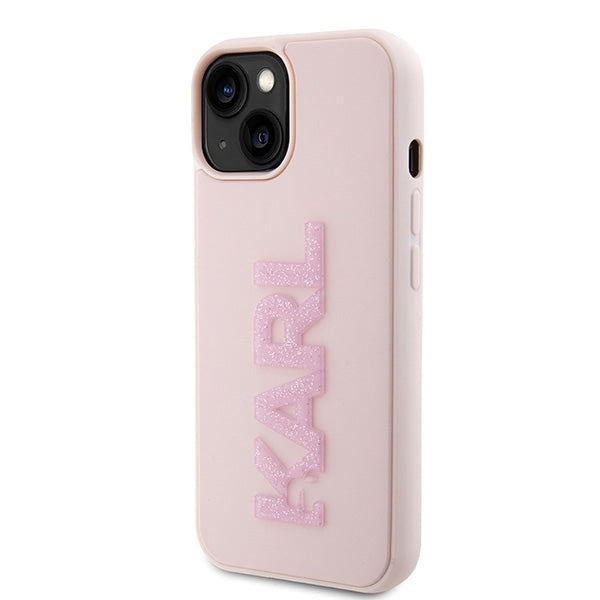 Karl Lagerfeld Handy Hülle Case 3D Glitzer Logo "KARL" für iPhone 13 / 14 / 15 Rosa