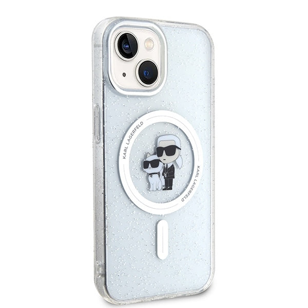 Karl Lagerfeld Magsafe Handy Hülle Case für iPhone 13 / 14 / 15 Glitzer Transparent