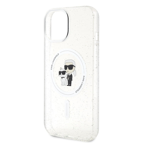 Karl Lagerfeld Magsafe Handy Hülle Case für iPhone 13 / 14 / 15 Glitzer Transparent