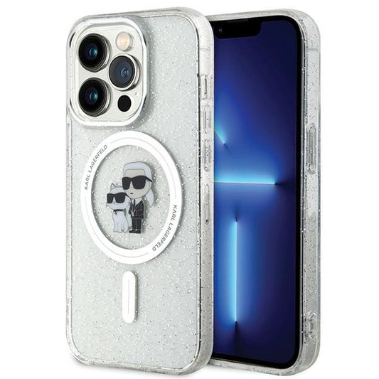 Karl Lagerfeld Magsafe Handy Hülle Case für iPhone 13 Pro Max Glitzer Transparent