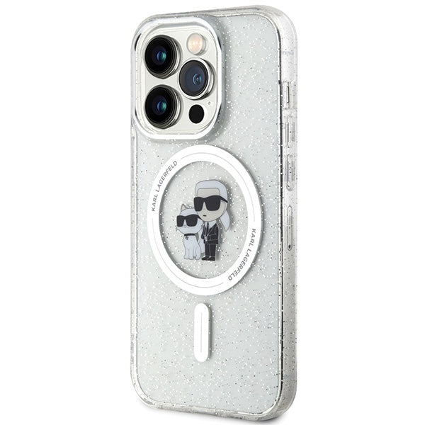 Karl Lagerfeld Magsafe Handy Hülle Case für iPhone 13 / 13 Pro Glitzer Transparent