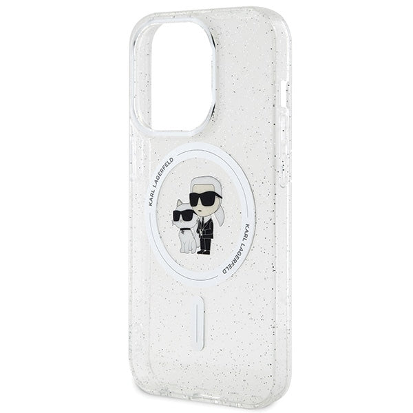 Karl Lagerfeld Magsafe Handy Hülle Case für iPhone 13 Pro Max Glitzer Transparent