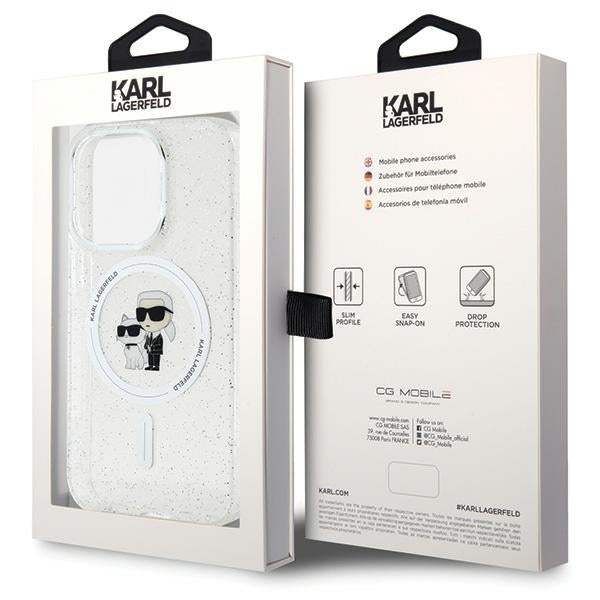 Karl Lagerfeld Magsafe Handy Hülle Case für iPhone 13 / 13 Pro Glitzer Transparent