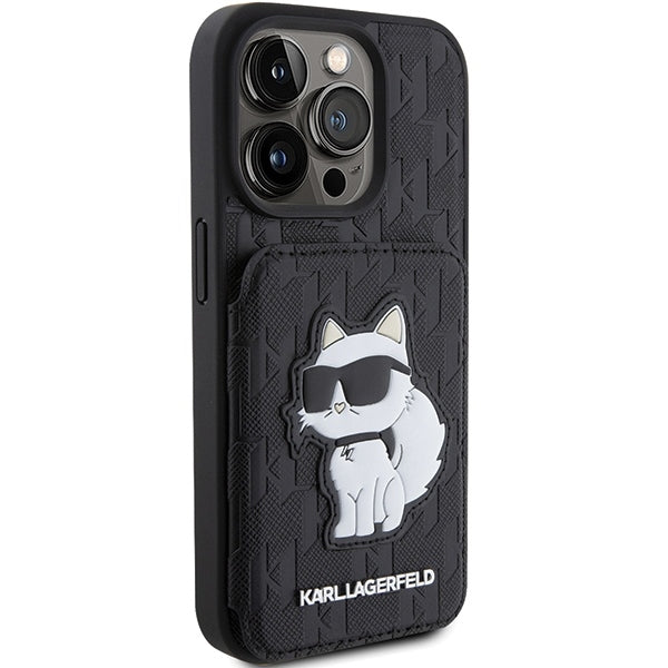 Karl Lagerfeld Handy Hülle Case für iPhone 15 Pro mit Stand Funktion Schwarz