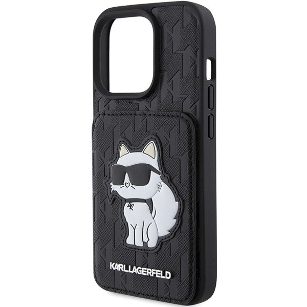 Karl Lagerfeld Handy Hülle Case für iPhone 15 Pro mit Stand Funktion Schwarz