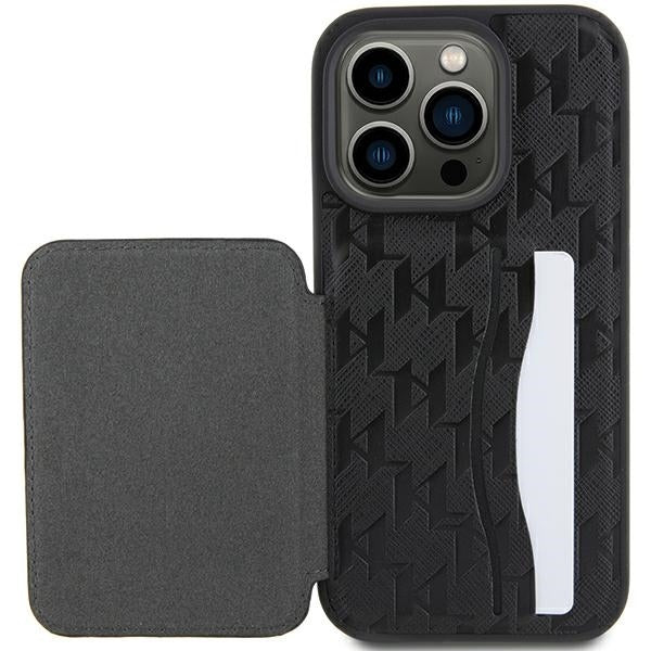 Karl Lagerfeld Handy Hülle Case für iPhone 15 Pro mit Stand Funktion Schwarz