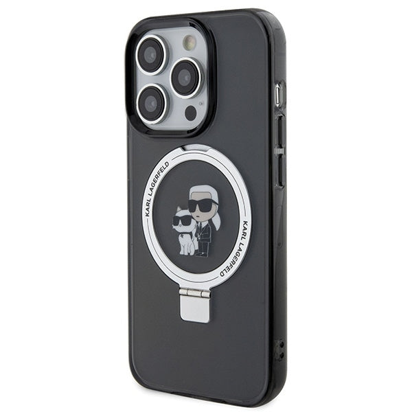 Karl Lagerfeld Magsafe Handy Hülle Case für iPhone 13 Pro Max mit Ring Stand Schwarz