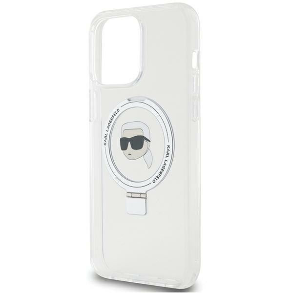 Karl Lagerfeld Magsafe Handy Hülle Case für iPhone 15 Pro Max mit Ring Stand Transparent
