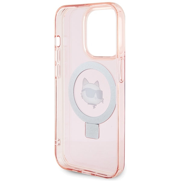Karl Lagerfeld Magsafe Handy Hülle Case für iPhone 15 Pro mit Ring Stand Rosa