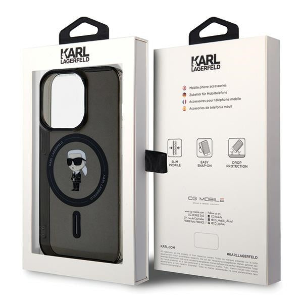 Karl Lagerfeld Magsafe Handy Hülle Case für iPhone 14 Pro Schwarz