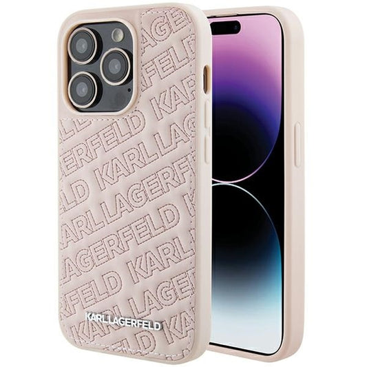 Karl Lagerfeld Handy Hülle Case 3D Logo "KARLLAGERFELD" für iPhone 15 Pro Max Rosa