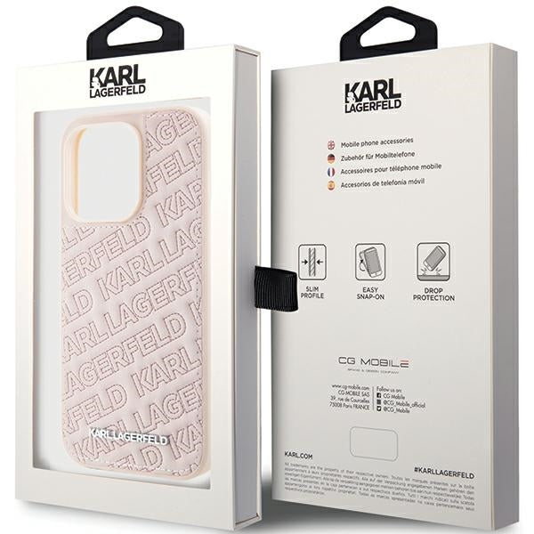 Karl Lagerfeld Handy Hülle Case 3D Logo "KARLLAGERFELD" für iPhone 15 Pro Max Rosa