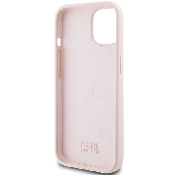Karl Lagerfeld Handy Hülle Case Liquid Silikon 3D Logo "KARL" für iPhone 13 / 14 / 15 Rosa