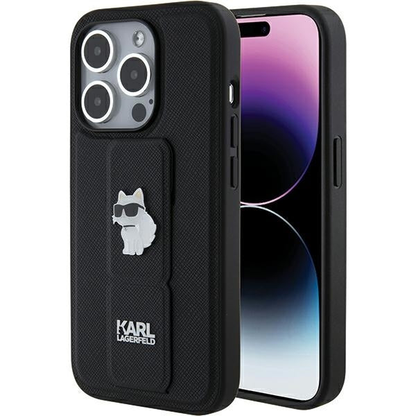 Karl Lagerfeld Handy Hülle Case für iPhone 13 / 13 Pro mit Griff Stand Schwarz