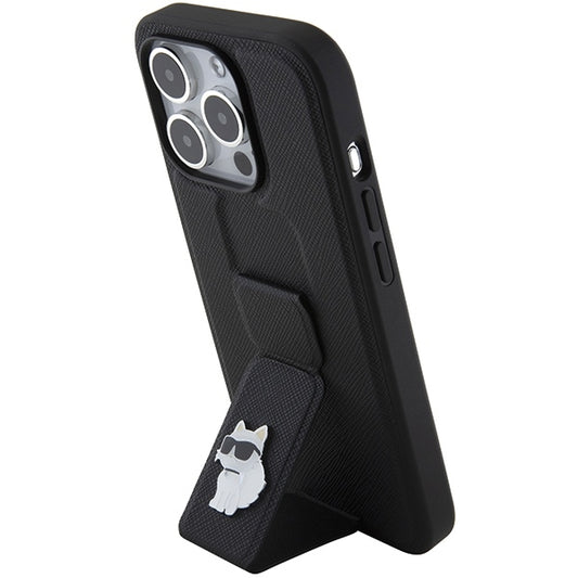 Karl Lagerfeld Handy Hülle Case für iPhone 13 Pro Max mit Griff Stand Schwarz