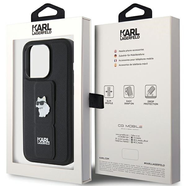 Karl Lagerfeld Handy Hülle Case für iPhone 13 / 13 Pro mit Griff Stand Schwarz