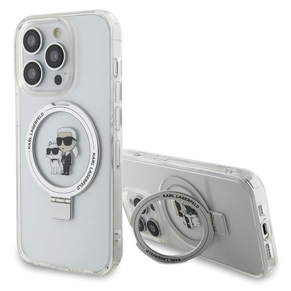 Karl Lagerfeld Magsafe Handy Hülle Case für iPhone 13 / 13 Pro mit Ring Stand Transparent