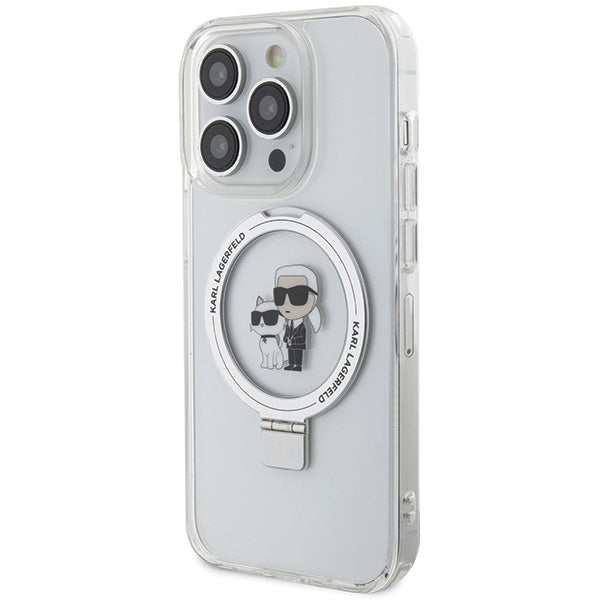 Karl Lagerfeld Magsafe Handy Hülle Case für iPhone 13 / 13 Pro mit Ring Stand Transparent
