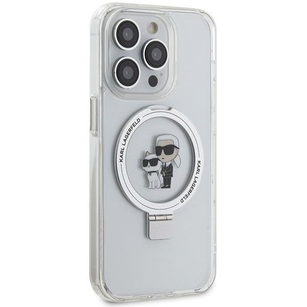 Karl Lagerfeld Magsafe Handy Hülle Case für iPhone 13 / 13 Pro mit Ring Stand Transparent