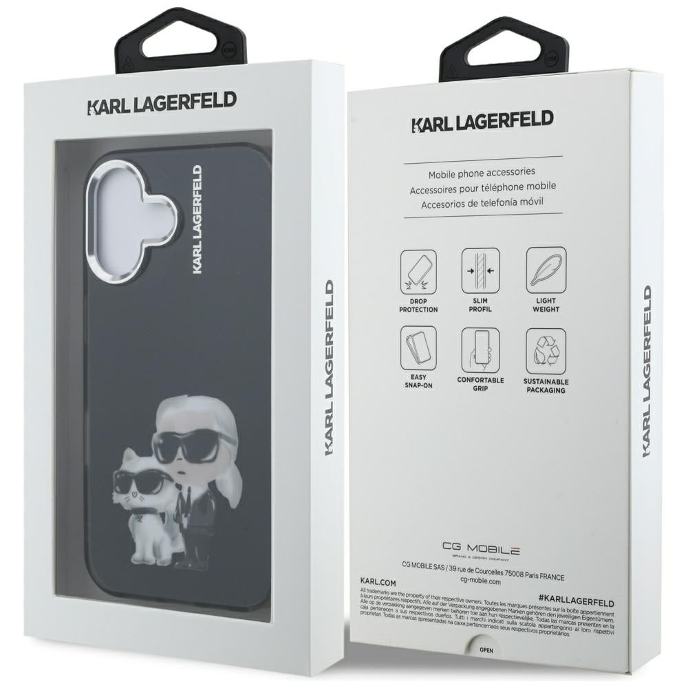 Karl Lagerfeld Handy Hülle IML Aquarelle Karl & Choupette Logo Case für iPhone 16