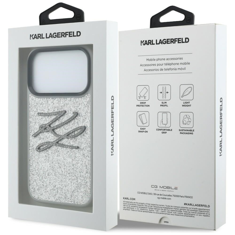 Karl Lagerfeld Handy Hülle IML Glitzer KL Diamant Logo Case für iPhone 17 Pro Max