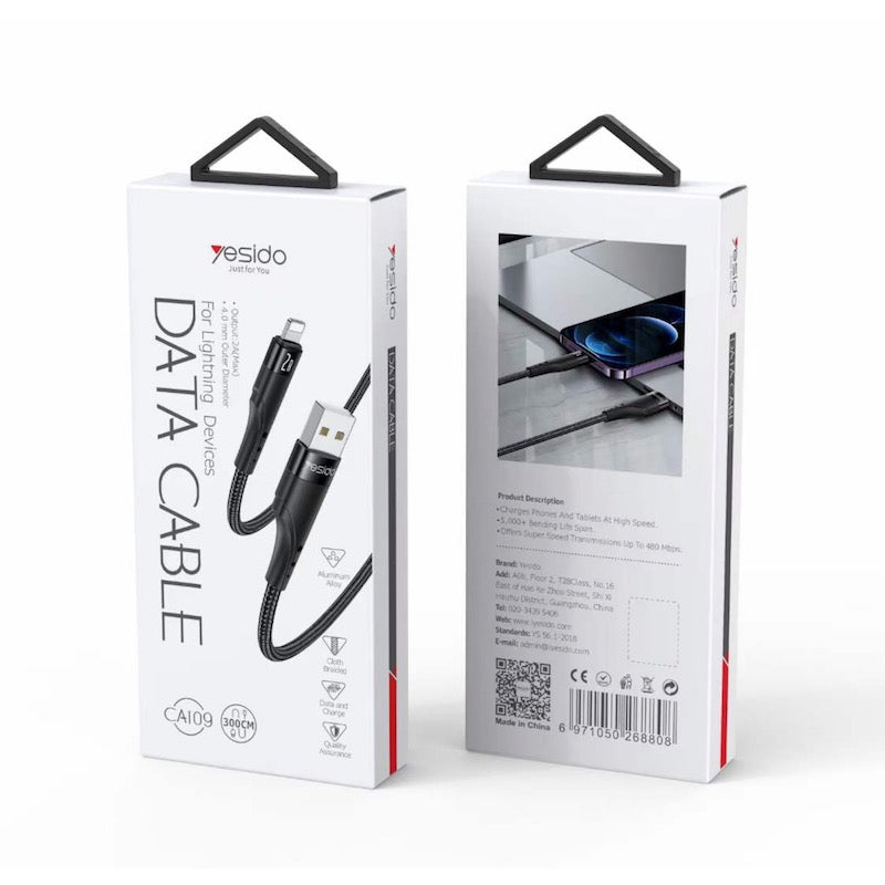 YESIDO CA109 Lightning auf USB 3 Meter Ladekabel