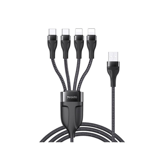 YESIDO CA111 4in1 USB 1.2 Meter Ladekabel mit 2x Typ C und 2x Lightning Anschluss