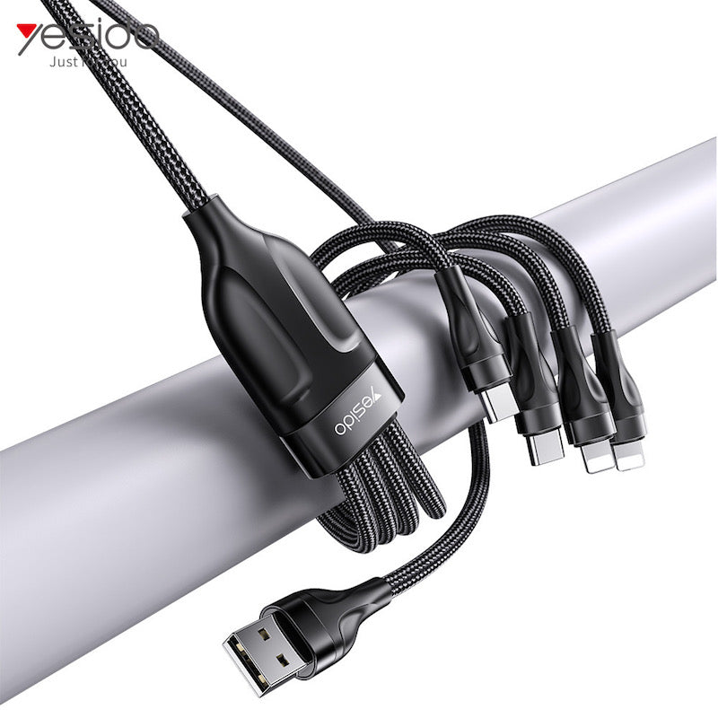 YESIDO CA111 4in1 USB 1.2 Meter Ladekabel mit 2x Typ C und 2x Lightning Anschluss