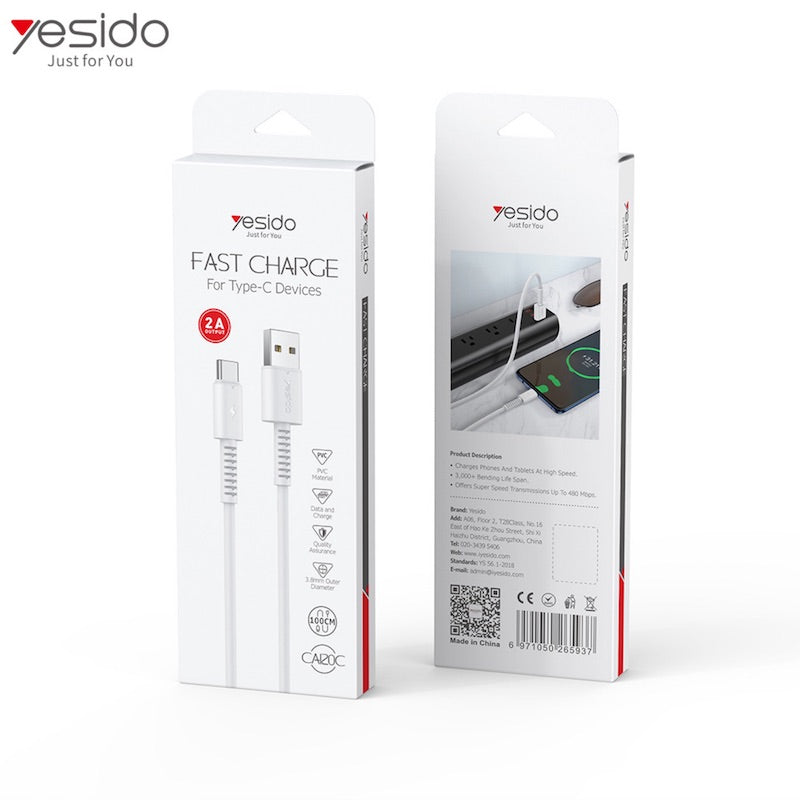 YESIDO CA120 Typ C auf USB 1.2 Meter Ladekabel