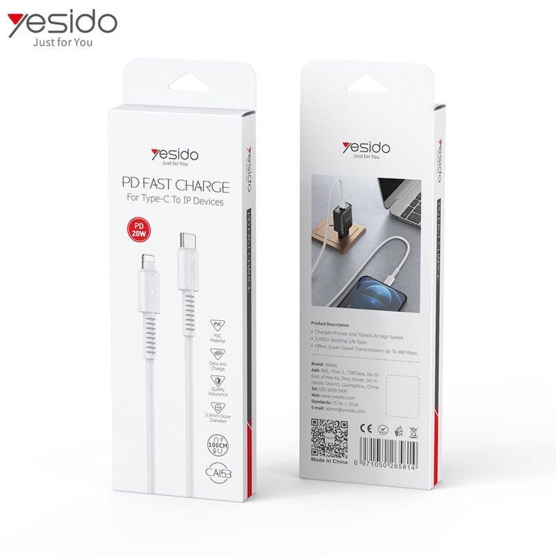 YESIDO CA153 Typ C zu Lightning Fast Charge 1 Meter Ladekabel